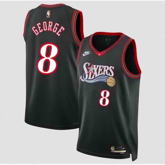 Men Philadelphia 76ers 8 Paul George Black 2025 Classic Edition Stitched Jersey