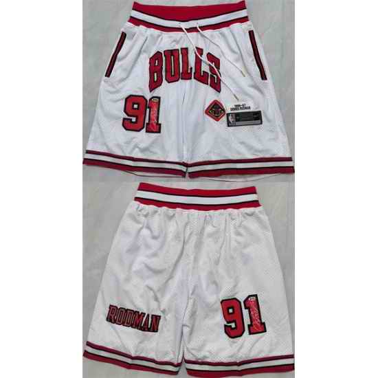 Men Chicago Bulls 91 Dennis Rodman White 2025 Shorts