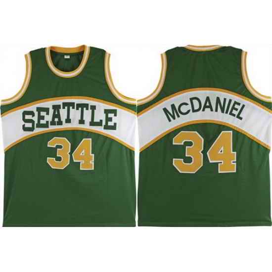 Men Seattle Supersonics 34 Xavier McDaniel Green Stitched Basketball Jersey