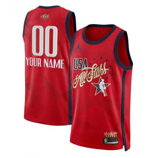 Men 2026 All Star Active Player Custom Red Stitched Basketball Jersey