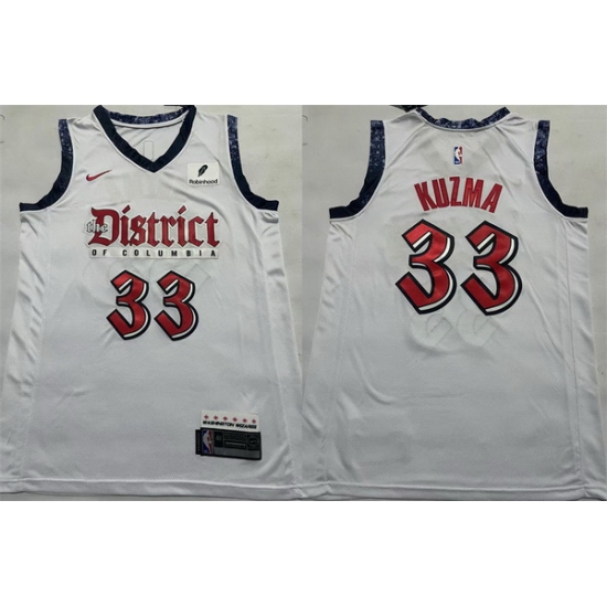 Men Washington Wizards 33 Kyle Kuzma White Stitched Jersey