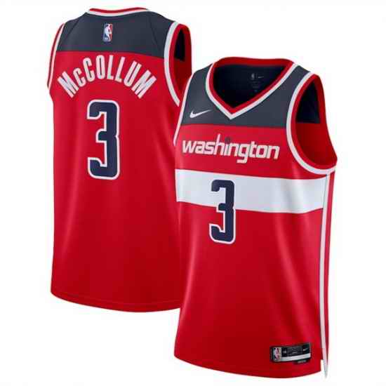 Men Washington Wizards 3 CJ McCollum Red Icon Edition Stitched Basketball Jersey