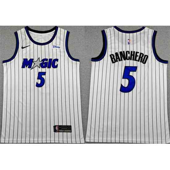 Men Orlando Magic 5 Paolo Banchero White 2025 Association Edition Stitched Basketball Jersey