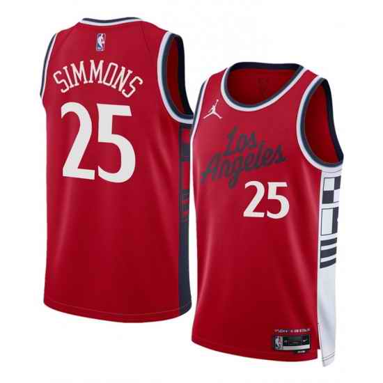 Men Los Angeles Clippers 25 Ben Simmons Red 2024 25 Statement Edition Stitched Jersey