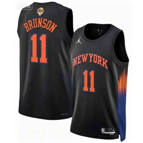 Men New Yok Knicks 11 Jalen Brunson Black 2026 Final Patch 2025 26 Statement Edition Stitched Basketball Jersey