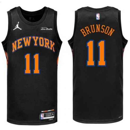 Men New Yok Knicks 11 Jalen Brunson Black Stitched NBA Basketball Jersey