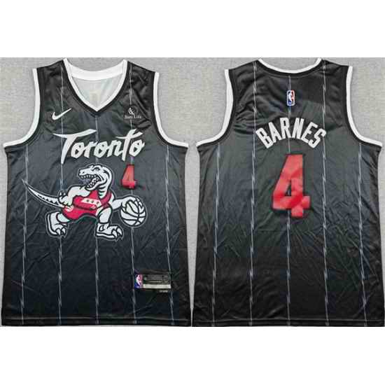 Men Toronto Raptors 4 Scottie Barnes Black 2025 26 City Edition Stitched Basketball Jersey
