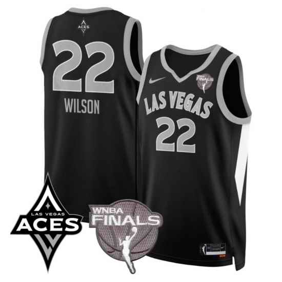 WNBA ACES Wilson #22 Black FINALS Patch Basketball Jersey