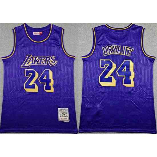 Men Los Angeles Lakers 24 Kobe Bryant Purple Throwback Stitched Basketball Jersey