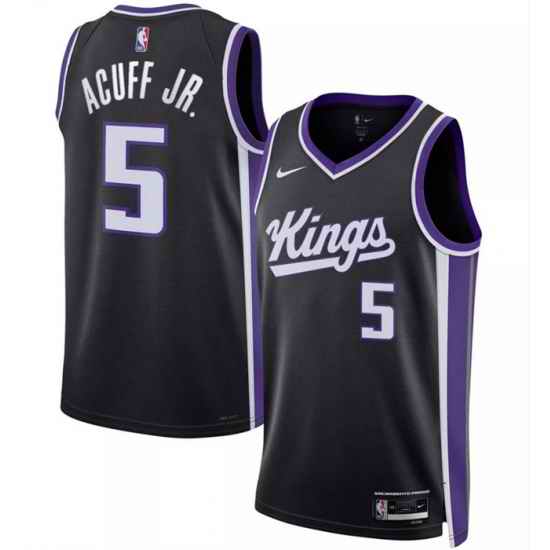 Men Sacramento Kings  5 Darius Acuff Jr Black 2026 Draft Icon Edition Swingman Stitched Basketball Jersey