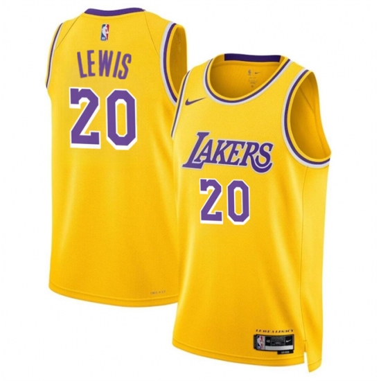 Men Los Angeles Lakers 20 Maxwell Lewis Yellow 2024 Icon Edition Stitched Basketball Jersey