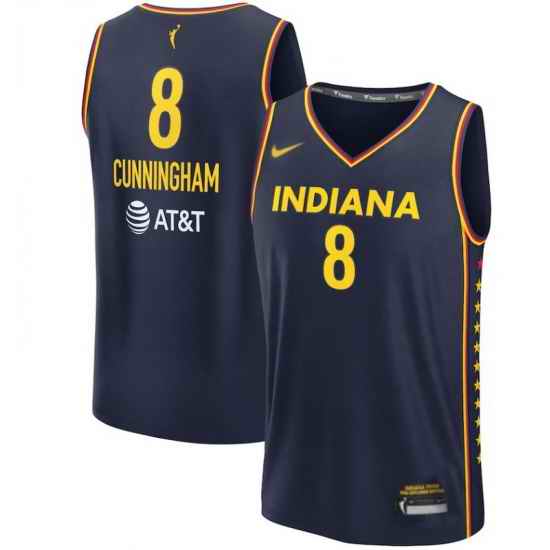 Women Indiana Fever Cunningham #8 Blue Stitched Basketball WNBA Jersey