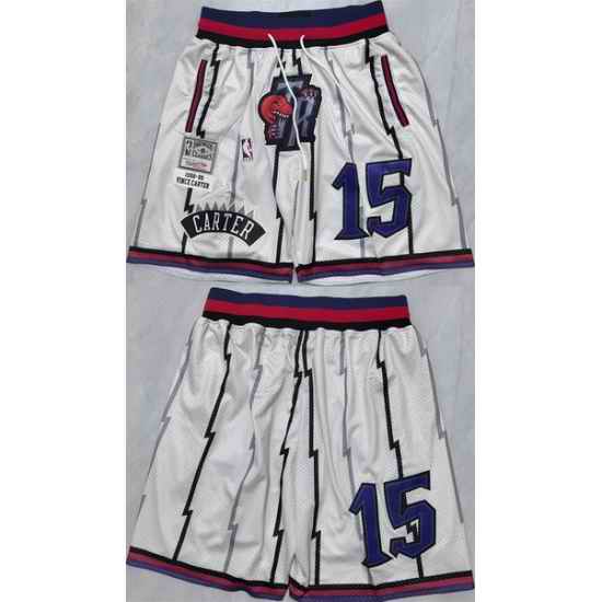 Men Toronto Raptors 15 Vince Carter White Shorts