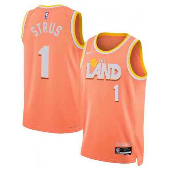 Men Cleveland Cavaliers 1 Max Strus Orange 2025 26 City Edition Stitched Jersey