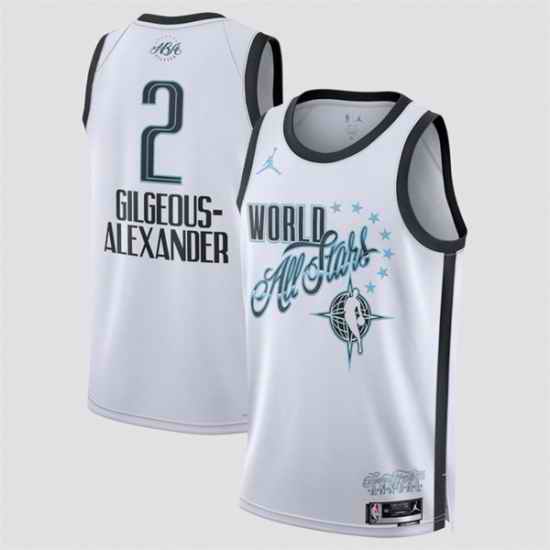 Men 2026 All Star  2 Shai Gilgeous Alexander White Stitched Basketball Jersey