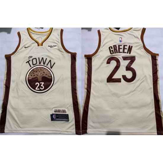 Men Golden State Warriors 23 Draymond Green Tan City Edition Stitched Basketball Jersey