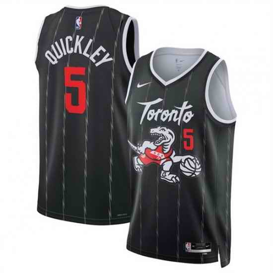Men Toronto Raptors 5 Immanuel Quickley Black 2025 26 City Edition Stitched Basketball Jersey