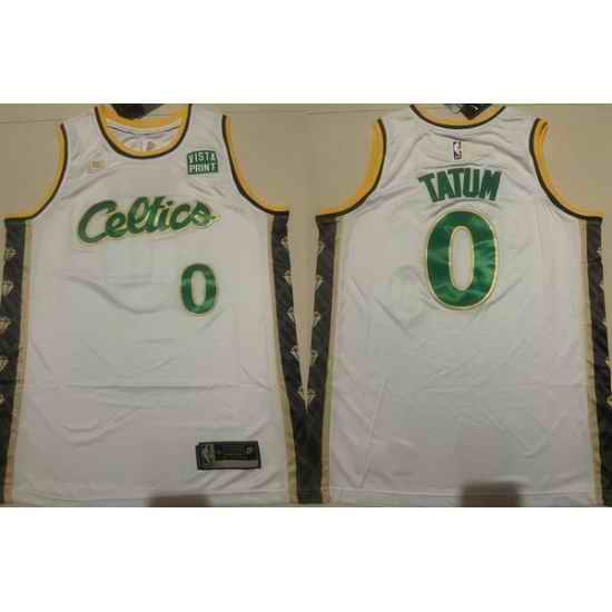 Men Boston Celtics 0 Jayson Tatum White Stitched Basketball Jersey