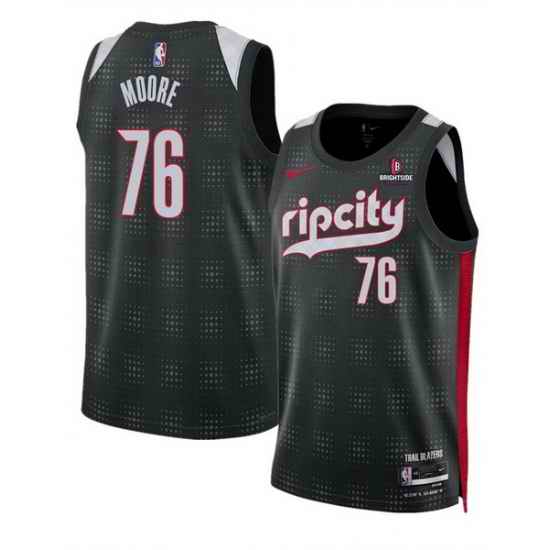 Men Portland Trail Blazers 76 Taze Moore Black 2024 25 City Edition Edition Stitched Basketball Jersey