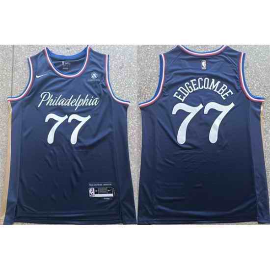 Men Philadelphia 76ers 77 V  J  Edgecombe Navy 2025 26 City Edition Stitched Jersey