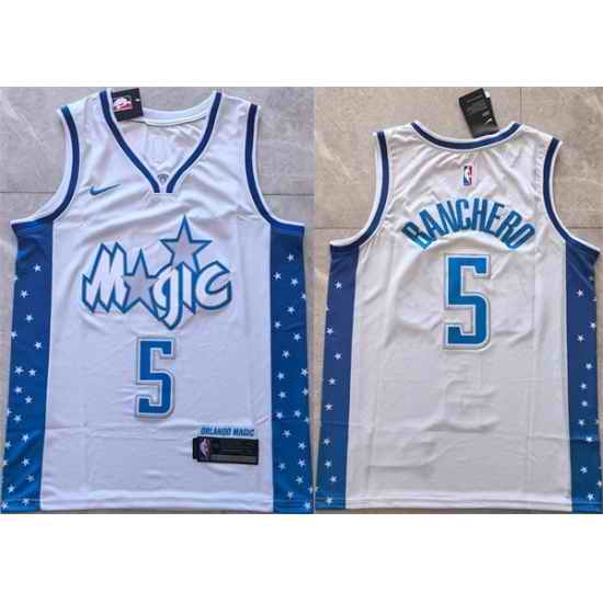 Men Orlando Magic 5 Paolo Banchero Silver 2025 26 City Edition Stitched Basketball Jersey