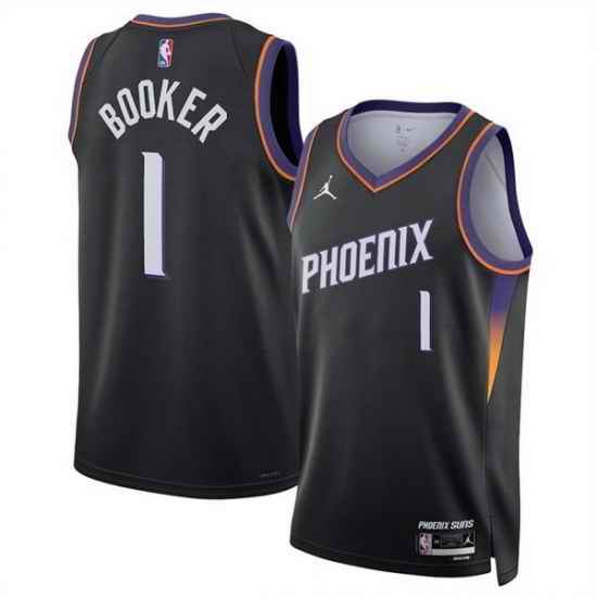 Men Phoenix Suns 1 Devin Booker Black 2025 Statement Edition Stitched Basketball Jersey