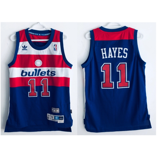 Rare Elvin Hayes Vintage Adidas Washington Bullets #11 Hardwood Blue Stitched Basketball Jersey