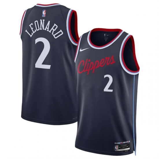 Men Los Angeles Clippers 2 Kawhi Leonard Navy 2024 25 Icon Edition Stitched Jersey