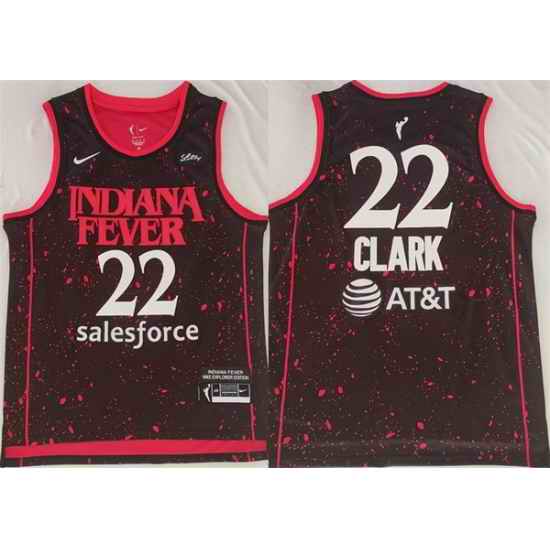 Men Indiana Fever 22 Caitlin Clark Black Red Stitched Jersey