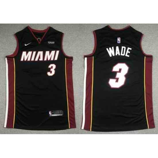 Men Miami Heat  3 Dwyane Wade Black Stitched Jersey