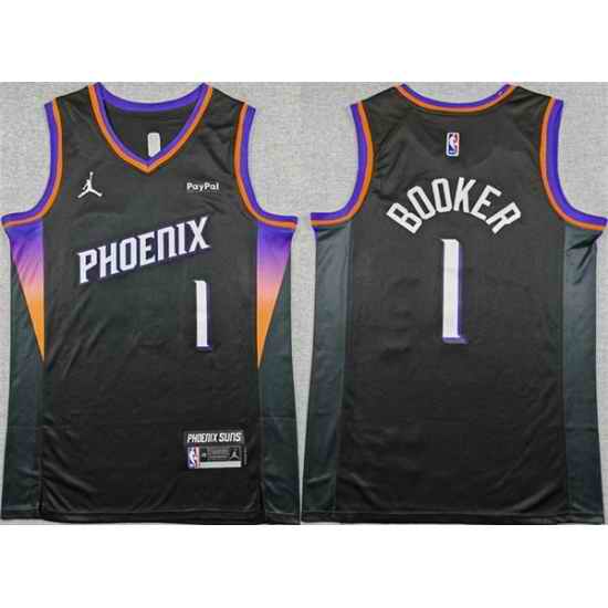 Men Phoenix Suns 1 Devin Booker Black 2025 26 Statement Edition Stitched Basketball Jersey