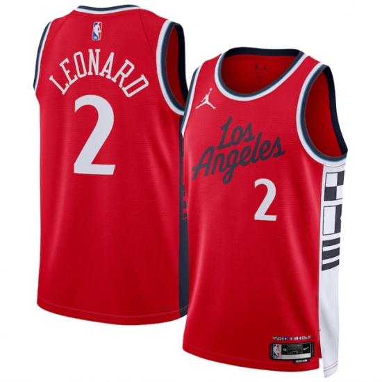 Men Los Angeles Clippers 2 Kawhi Leonard Red 2024 25 Statement Edition Stitched Jersey
