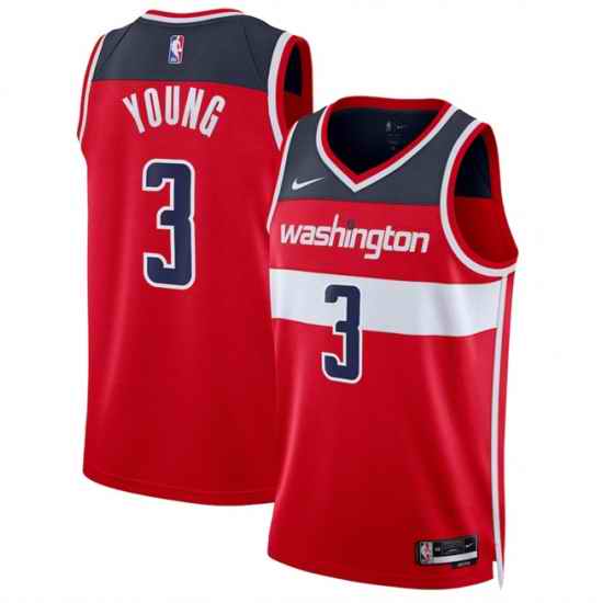 Men Washington Wizards  3 CJ McCollum Red Icon Edition Stitched Basketball Jersey