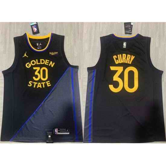 Men Golden State Warriors 30 Stephen Curry Black Stitched Basketball Jersey