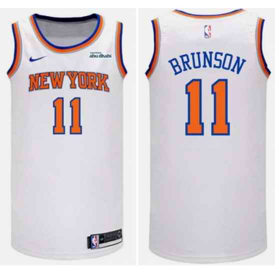 Men New Yok Knicks 11 Jalen Brunson White Home Stitched Basketball Jersey