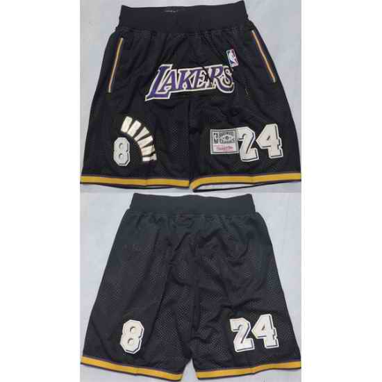 Men Los Angeles Lakers 24 Kobe Bryant Black Shorts