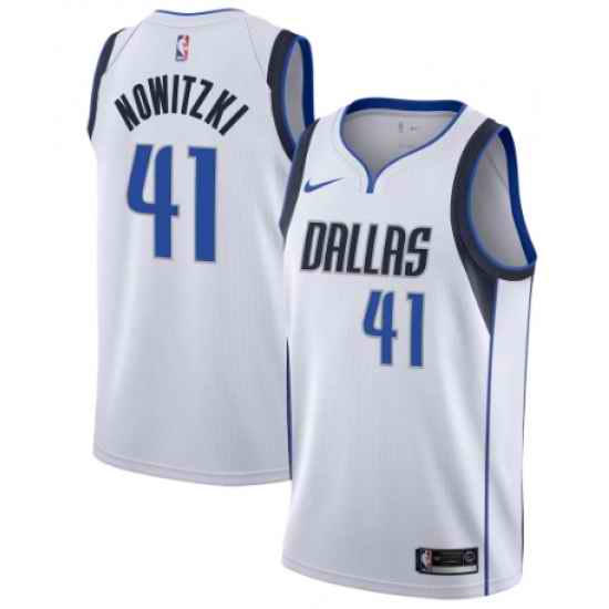 Men Dallas Mavericks Dirk Nowitzki #41 Nike White Swingman Jersey Association Edition