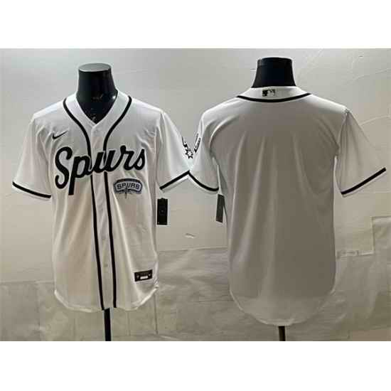 Men San Antonio Spurs Blank White Stitched Baseball Jersey