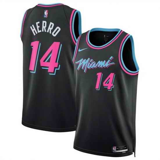 Men Miami Heat 14 Tyler Herro Black 2025 26 City Edition Stitched Basketball Jersey
