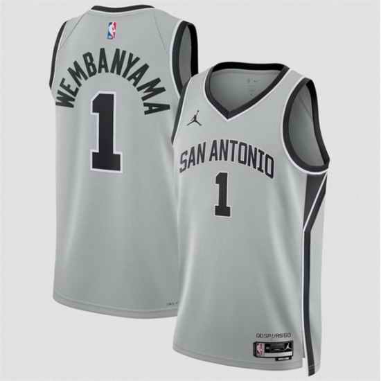Men San Antonio Spurs 1 Victor Wembanyama Silver 2025 Statement Edition Stitched Basketball Jersey