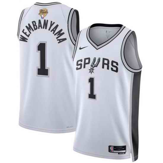Men San Antonio Spurs 1 Victor Wembanyama White 2026 Final Patch Association Edition Stitched Basketball Jersey