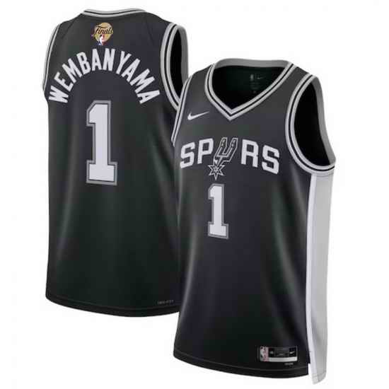 Men San Antonio Spurs 1 Victor Wembanyama Black 2026 Final Patch Association Edition Stitched Basketball Jersey