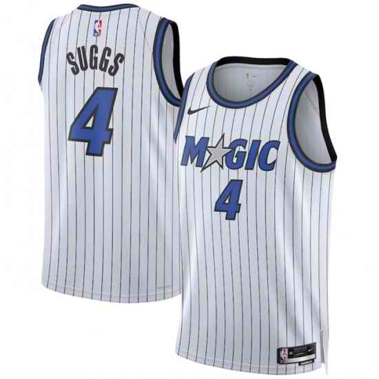 Men Orlando Magic 4 Jalen Suggs White 2025 Association Edition Stitched Basketball Jersey