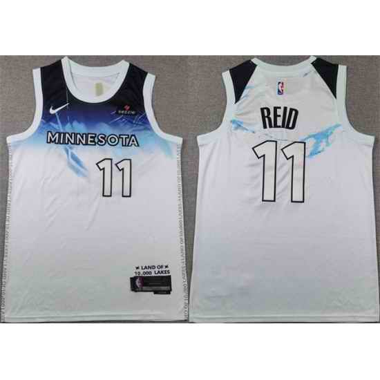 Men Minnesota Timberwolves 11 Naz Reid White 2024 City Edition Stitched Jersey
