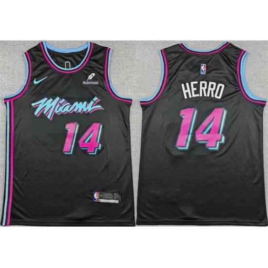 Men Miami Heat 14 Tyler Herro Black 2025 26 City Edition Stitched Basketball Jersey