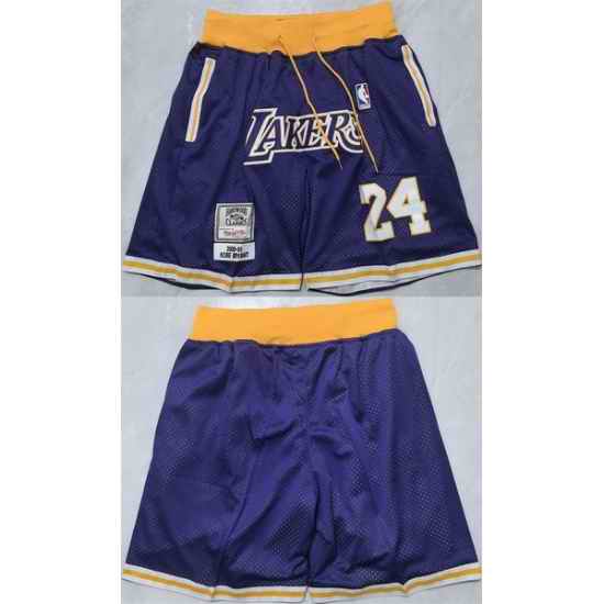 Men Los Angeles Lakers  24 Kobe Bryant Purple 2026 Shorts
