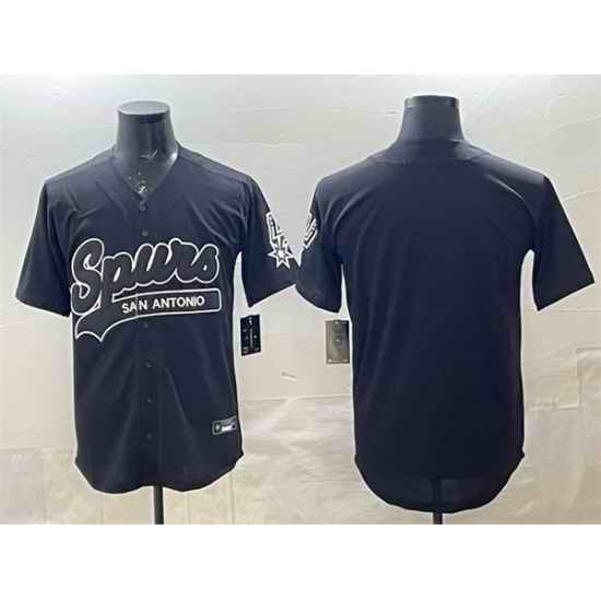 Men San Antonio Spurs Blank Black Stitched Baseball Jersey
