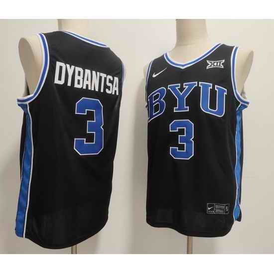 Men BYU Cougars Nike #3 AJ Dybantsa Black Sttiched Basketball Jersey