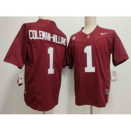 Men Alabama Crimson Tide 1 Ryan Alexander Coleman Williams Jr Red 2026 F U S E Stitched Football Jersey