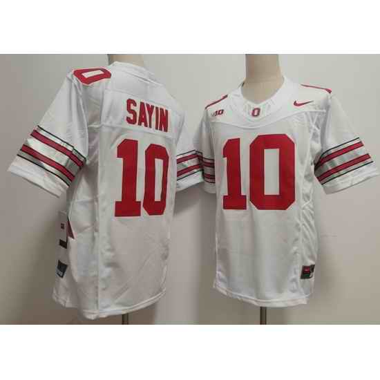 Men Ohio State Buckeyes #10 Julian Sayin White 2026 Stitched F U S E NCAA Jersey